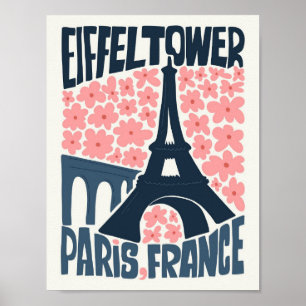 Eiffel Torn Paris Frankrike abstrakt-blommigt Poster