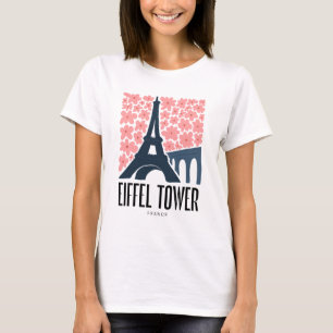 Eiffel Torn Paris Frankrike abstrakt-blommigt T Shirt