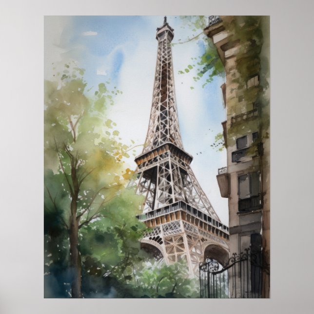 Eiffel Torn Paris Frankrike Art Print Poster (Framsidan)