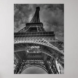 Eiffel torn, Paris, frankrike B&W Poster