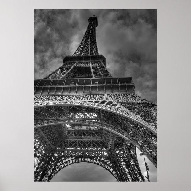 Eiffel Torn, Paris, Frankrike B&W Poster (Framsidan)
