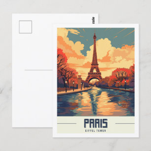 Eiffel Torn Paris Frankrike Berömd Travel Ställe Vykort