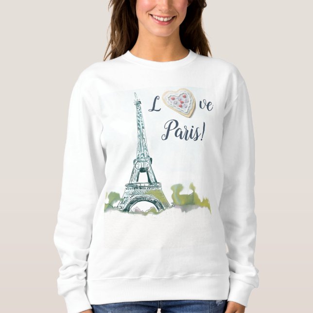 Eiffel Torn Paris Frankrike Bläck Sketch  Kärlek P T Shirt (Framsida)