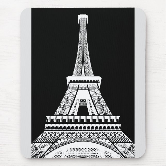 Eiffel Torn Paris Frankrike Black & White Pop Art Musmatta (Framsidan)