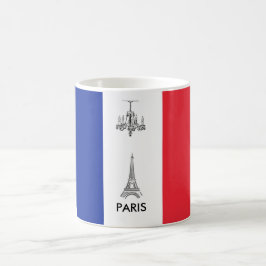 Eiffel Torn Paris, Frankrike Fransk Flagga Kaffe M Kaffemugg