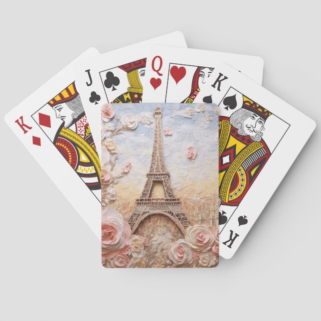 Eiffel Torn Paris Frankrike Fransk Rosa Blommigt  Casinokort (Baksidan)