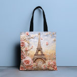 Eiffel Torn Paris Frankrike Fransk Rosa Blommigt  Tygkasse<br><div class="desc">Eiffel Torn Paris Frankrike Fransk Rosa Blommigt Tote bags har en snyggt modern 3D-design med Eiffel Torn i Paris accentuerad med rosa blommor. Perfekt som en gåva till familj och vänner för födelsedag,  jul,  helgdagar och mer eller för mamma för Mors dag. Designad av Evco Studio www.zazzle.com/store/evcostudio</div>