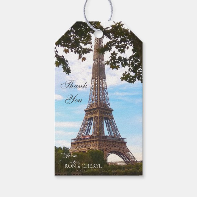 Eiffel Torn Paris Frankrike Gift Märkres Presentetikett (Framsidan)