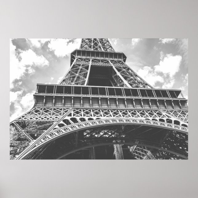 Eiffel Torn, Paris, Frankrike i svartvitt Poster (Framsidan)