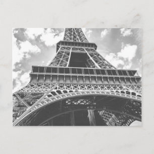 Eiffel torn, Paris, frankrike i svartvitt Vykort