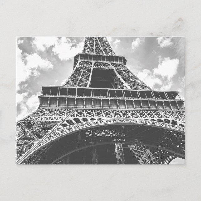 Eiffel torn, Paris, frankrike i svartvitt Vykort (Framsida)