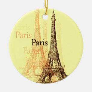 Eiffel Torn, Paris Frankrike Julgransprydnad Keramik