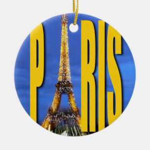 Eiffel Torn Paris Frankrike Julgransprydnad Keramik