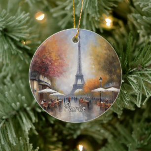 Eiffel Torn Paris Frankrike Julgransprydnad Keramik