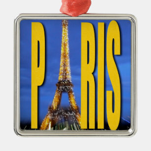 Eiffel Torn Paris Frankrike Julgransprydnad Metall