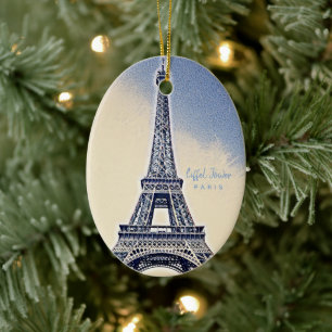 Eiffel Torn Paris Frankrike Landmark Julgransprydnad Keramik