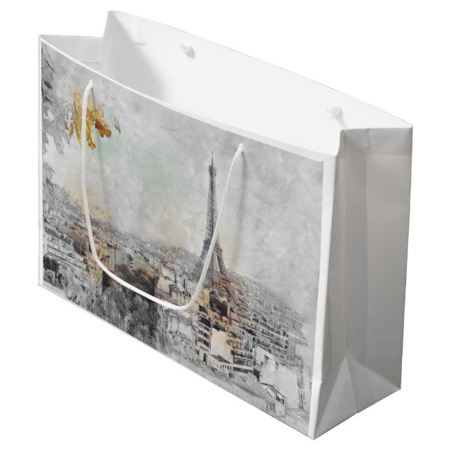 Eiffel Torn Paris Frankrike Large Gift Bag | Paris (Framsidan Vinklad)