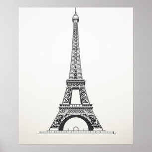 Eiffel Torn Paris Frankrike minimalistisk konst Poster