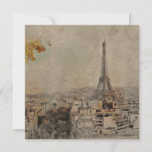 Eiffel Torn Paris Frankrike Postcard - Romantic Inbjudningar