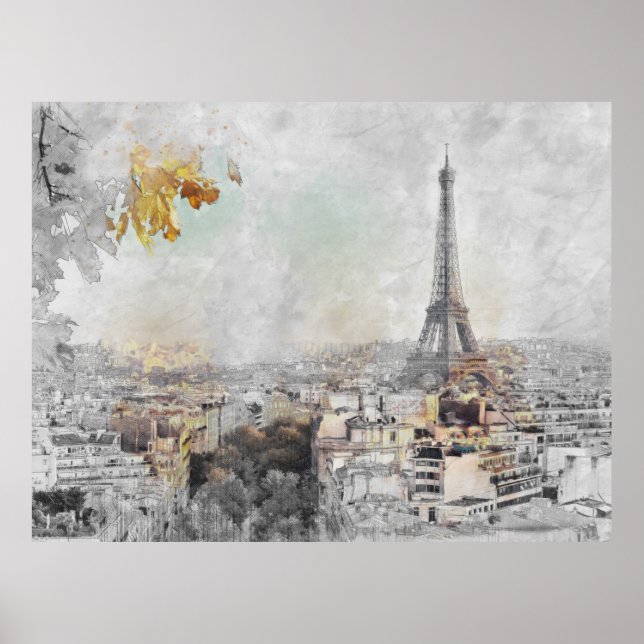 Eiffel Torn. Paris, Frankrike Poster (Framsidan)