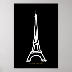 Eiffel torn Paris/Frankrike svartvit Poster
