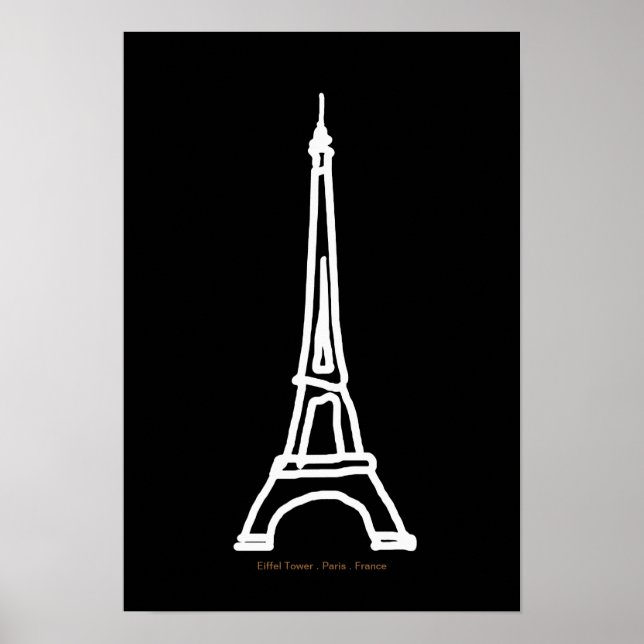Eiffel torn Paris/Frankrike svartvit Poster (Framsidan)