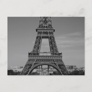 Eiffel Torn, Paris Frankrike, svartvitt vykort