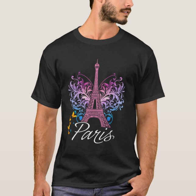 Eiffel Torn Paris Frankrike T Shirt (Framsida)