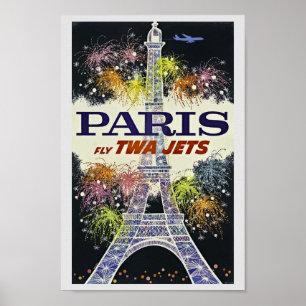 Eiffel Torn Paris Frankrike Vintage resor Poster 