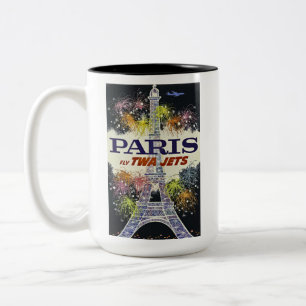 Eiffel Torn Paris Frankrike Vintage resor Poster Två-Tonad Mugg