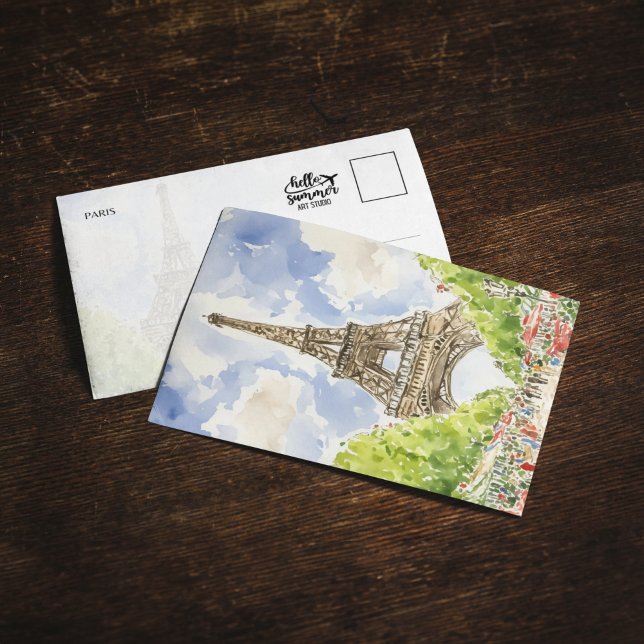 Eiffel Torn Paris Frankrike Watercolor Inbjudningar (Skapare uppladdad)