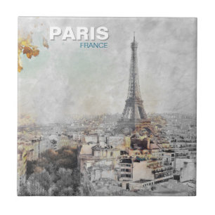 Eiffel Torn Paris - Fransk Landmark Art for Home Kakelplatta