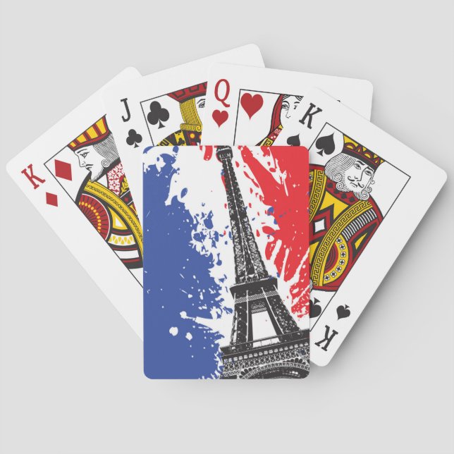 Eiffel torn | Paris, Grungeflagga för frankriken | Casinokort (Baksidan)