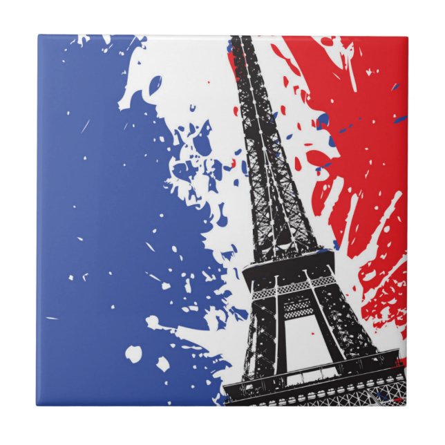 Eiffel torn | Paris, Grungeflagga för frankriken | Kakelplatta (Framsidan)