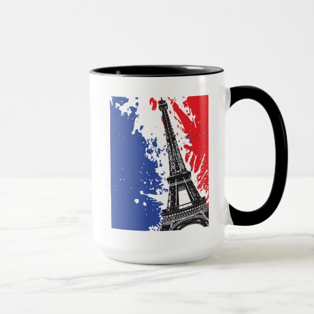 Eiffel torn | Paris, Grungeflagga för frankriken | Mugg (Höger)