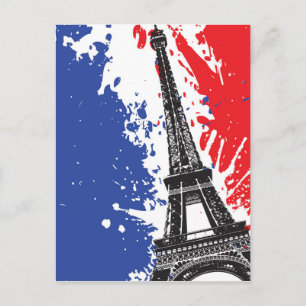 Eiffel torn   Paris, Grungeflagga för frankriken   Vykort
