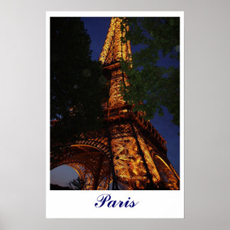 Eiffel Torn, Paris i natt Poster