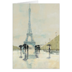 Eiffel torn Paris i regna Hälsningskort
