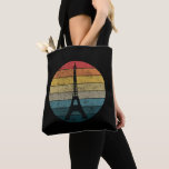 Eiffel Torn Paris i Retro Sunset Circle Vintage Tygkasse<br><div class="desc">Retro stil i säcken med silhuette från Paris Eiffel Torn i en solnedgångskrets.</div>