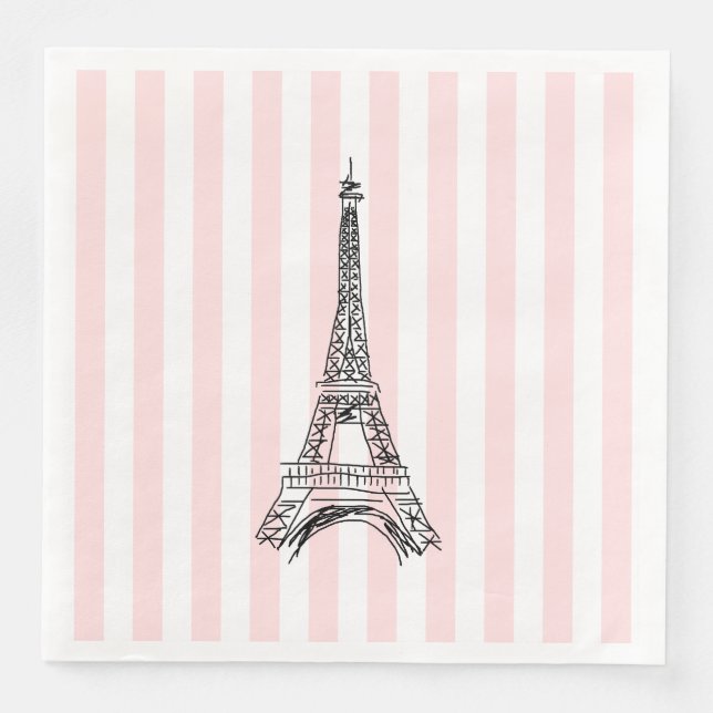 Eiffel Torn Paris Illustration Napkins Pappersservett (Framsida)