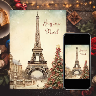 Eiffel Torn, Paris Joyeux Noel-jul, Paris Helgkort