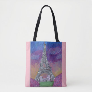 Eiffel Torn Paris Life FolArt Painting Tygkasse