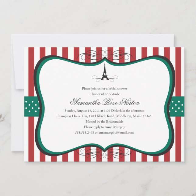 Eiffel Torn Paris Möhippa Inbjudningar (Framsida)