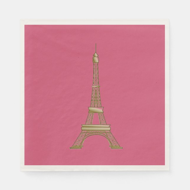 Eiffel Torn Paris Pappra Napkins Party Pappersservett (Framsidan)
