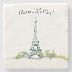 Eiffel Torn Paris Pen och Bläck Watercolor Sketch Stenunderlägg