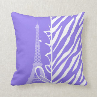 Eiffel torn, Paris, purpurfärgad zebra ränder Kudde