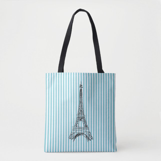 Eiffel Torn Paris Rand Tote Bag Tygkasse (Framsida)