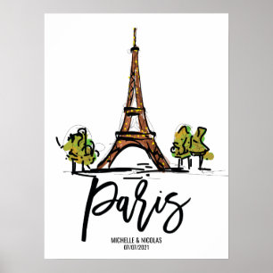 eiffel torn paris ROMANTIC COUPLE Poster