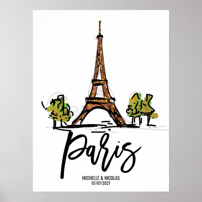 eiffel torn paris ROMANTIC COUPLE Poster (Framsidan)