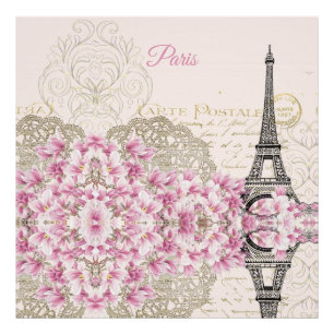 Eiffel Torn, Paris Rosa Magnolia Fototryck